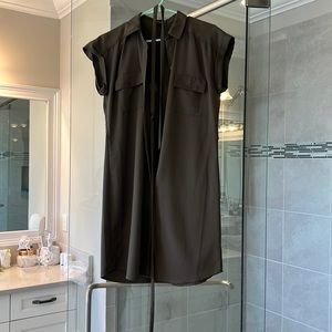 Express button up tie waist dress